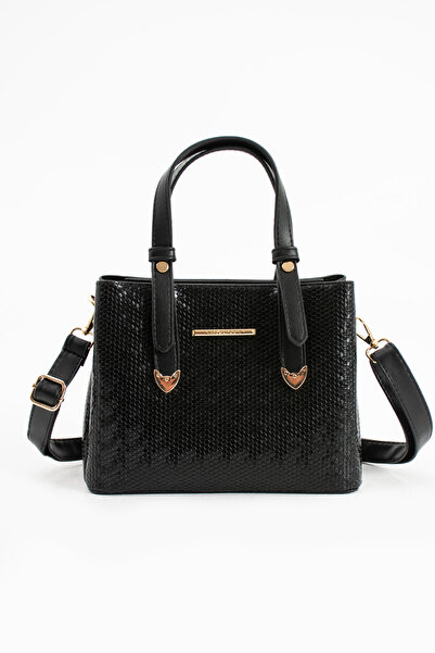 Sanmorris Women's 4 Compartment Simple Stylish Shoulder and Hand Bag with Gold Accessories