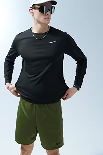Nike Runnig Dri-Fit Tee Reset Men's Black Long Sleeve Sport T-Shirt