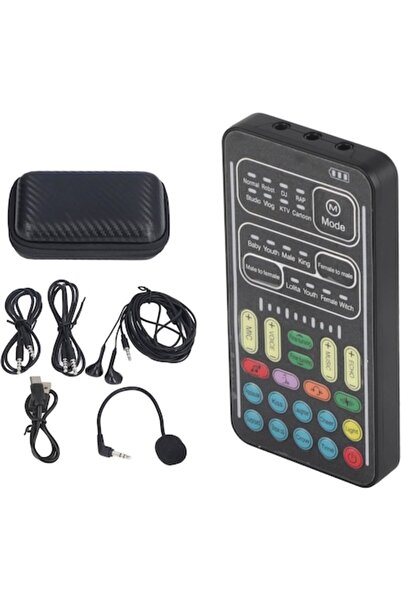 Unicra Mini schimbător de voce cu placă de sunet cu microfon și căști de moni...