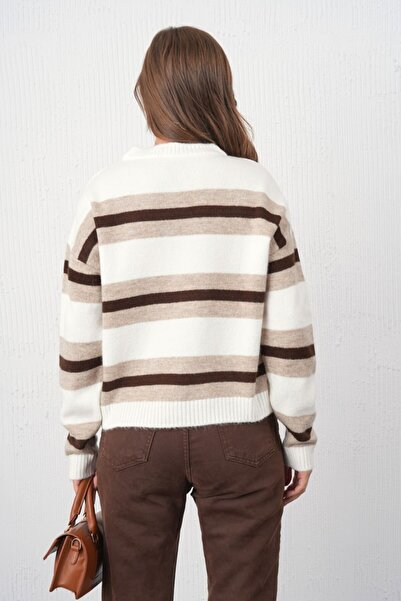 Noi Belis Soft Textured Color Block Oversized Knitwear Sweater Aw25Kz0100