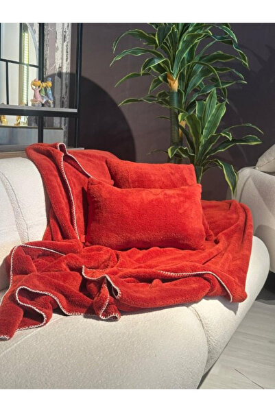 Türkühome Wellsoft Tek Kişilik Tv Battaniye ve Kırlent Seti | 150 x 200 cm