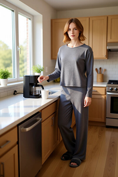 PayBuy Women's Corded Fabric Knitted Relaxed Fit Lounge Set Functional Durable Quality Comfortable Casual