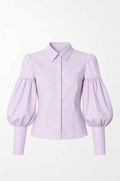 ALYEL NAKER Balloon Sleeve Detailed Taffeta Stylish Design Shirt