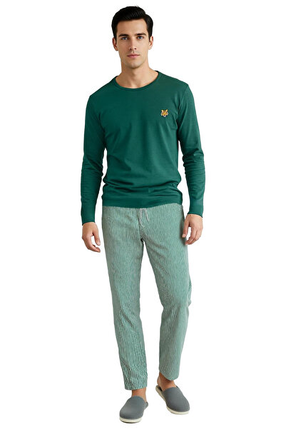 PayBuy Ανδρικό σετ πιτζάμες με μακρυμάνικο λαιμόκοψη με κέντημα, λειτουργικό, ανθεκτικό, ποιοτικό και μοντέρνο