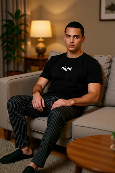 PayBuy Men's Striped Pajama Set Crew Neck Short Sleeve Functional Durable Quality Modern