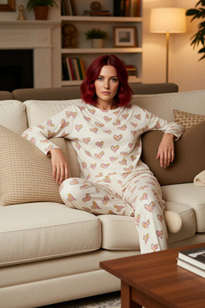 PayBuy Γυναικείο σετ πιτζάμες με μακρυμάνικο λαιμόκοψη με καρδιά, λειτουργικό, ανθεκτικό, ποιοτικό και αισθητικό