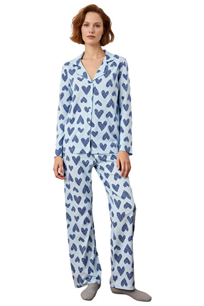 PayBuy Women's Open Heart Pattern Shirt Collar Pajama Set Functional Durable Quality Comfortable Stylish