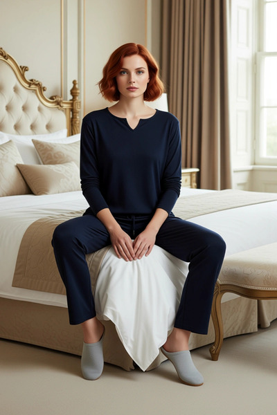 PayBuy Women's V-Neck Ribbed Knit Pajama Set Functional Durable Quality Comfortable Aesthetic Modern