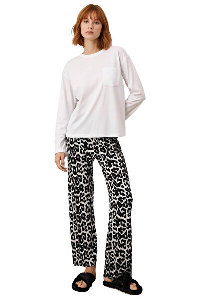 PayBuy Set de pijamale cu mâneci lungi pentru femei imprimeu leopard guler rotund Funcțional Durabil Calitate bună