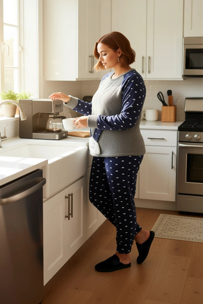 PayBuy Women's Cute Rabbit Detailed Fleece Pajama Set Functional Durable Quality Comfortable Stylish