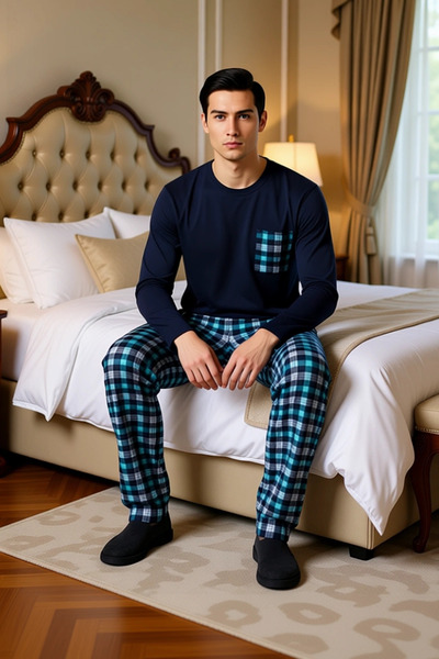 PayBuy Ανδρικό σετ ρούχων για το σπίτι με καρό σχέδιο Λειτουργικό ανθεκτικό και ποιοτικό άνετο μοντέρνο αισθητικό