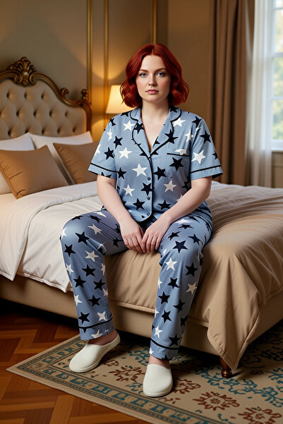 PayBuy Γυναικείο Σετ Πιτζάμες με Πλεκτό Γιακά Πουκάμισο με Αστέρια Λειτουργικό Ανθεκτικό Ποιοτικό Αισθητικό