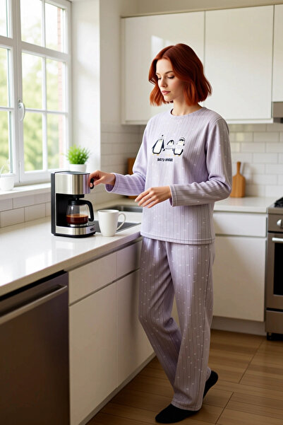 PayBuy Set de pijamale din lână brodate cu pinguin pentru femei Funcțional Durabil Calitate Confortabil Estetic Elegant