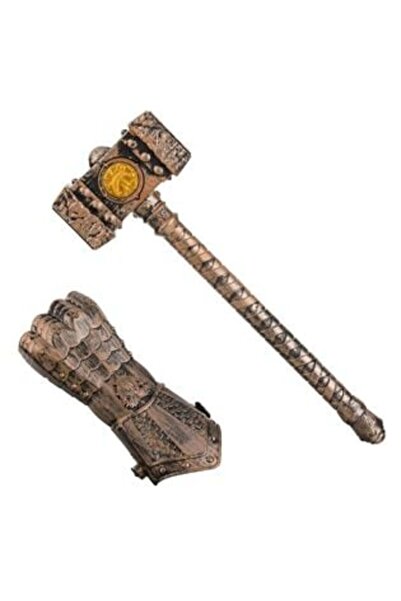 SHOPIENS Set Cavaler Ciocan și Mănușă din Bronz cu Piatră Aurie - 2 piese