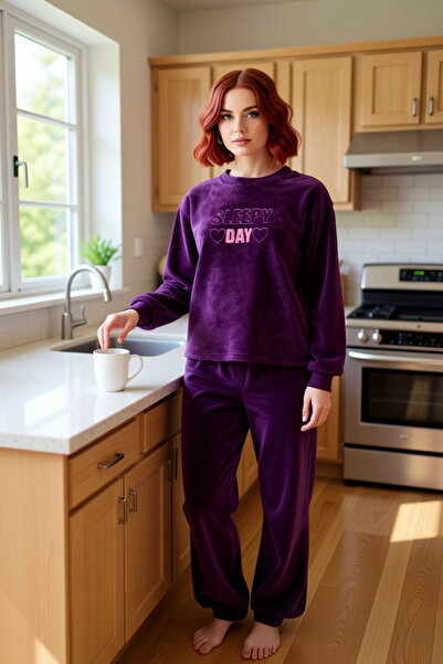 PayBuy Women's Plush Slogan Pajama Set Functional Durable Quality Comfortable Aesthetic Premium
