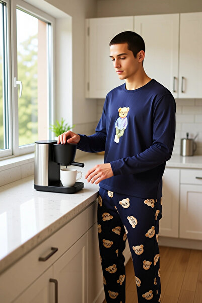 PayBuy Ανδρικό σετ πιτζάμες με σχέδιο αρκουδάκι, κανονική εφαρμογή, λειτουργικό, ανθεκτικό, ποιοτικό, άνετο και κομψό