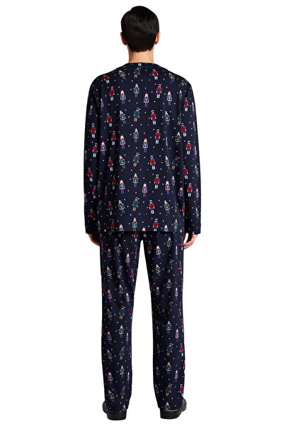 PayBuy Σετ ανδρικές πιτζάμες με θέμα την Πρωτοχρονιά Πλεκτό πουκάμισο με γιακά κανονική εφαρμογή 100% βαμβάκι Λειτουργικό και κομψό