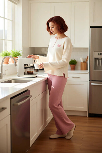 PayBuy Heart Embroidered Corded Fabric Knitted Pajama Set Women's Functional Durable Quality Comfortable Sports