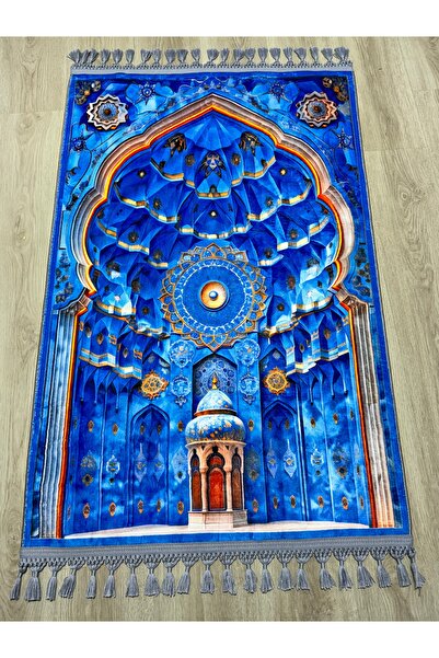 PrayerRug Dokuma Taban Örgü Püsküleri ve İpek Kadar Yumuşak Yüzeyiyle Bambu s...