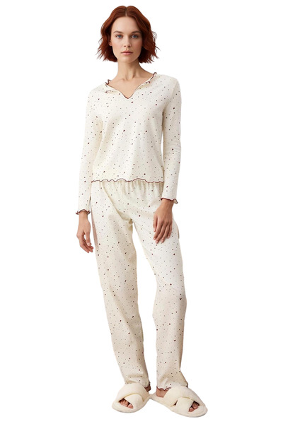 PayBuy Women's Heart Patterned Combed Cotton Pajama Set Soft Touch Functional Durable Quality Aesthetic