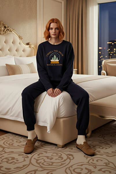 PayBuy Γυναικείο σετ πιτζάμες με κεντημένο λαιμόκοψη Snow Globe, πλεκτό, λειτουργικό, ανθεκτικό, κομψό