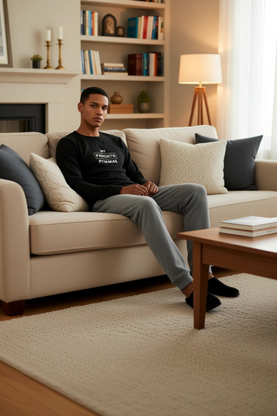 PayBuy Men's Anthracite Crew Neck Slogan Printed Pajama Set Functional Durable Quality Stylish