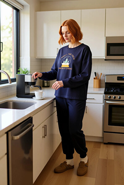 PayBuy Γυναικείο σετ πιτζάμες με κεντημένο λαιμόκοψη Snow Globe, πλεκτό, λειτουργικό, ανθεκτικό, κομψό