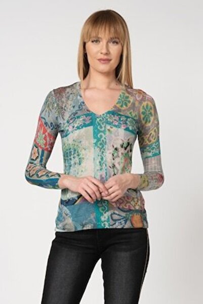 Desigual Icaro Cashmere and Modal Blend Sweater, Blue/Red/Green, XL