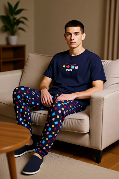 PayBuy Men's Gaming Themed Crew Neck Pajama Set Functional Durable Quality Comfortable Sportswear