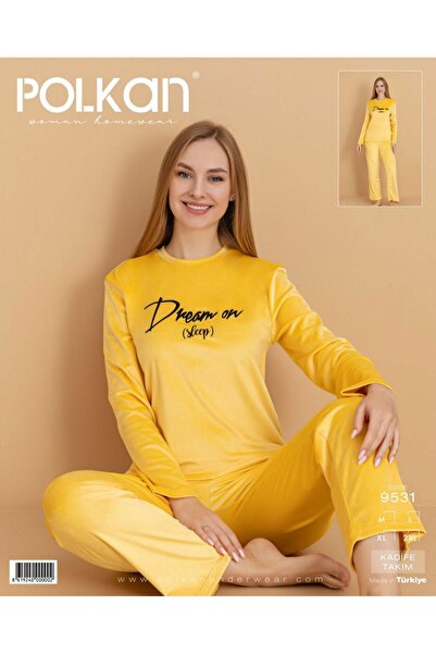 hisar iç giyim mağazaları Polkan Velvet Long Sleeve Women's Pajama Set – Comfortable and Stylish Winter Model