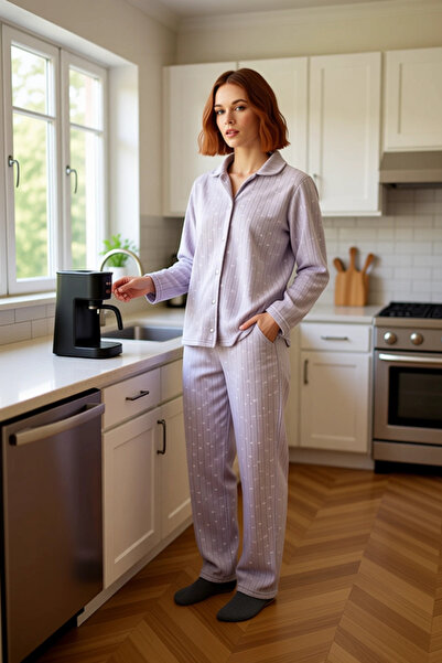 PayBuy Women's Galaxy Patterned Fleece Pajama Set Functional Durable Quality Comfortable Aesthetic Stylish
