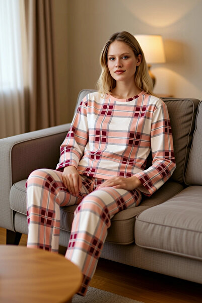 PayBuy Γυναικείο σετ πιτζάμες με καρό σχέδιο με λαιμόκοψη, λειτουργικό, ανθεκ...