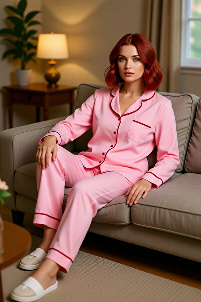 PayBuy Γυναικείο πουκάμισο με γιακά διακοσμητικό ρέλι Σετ πιτζάμες Λειτουργικ...