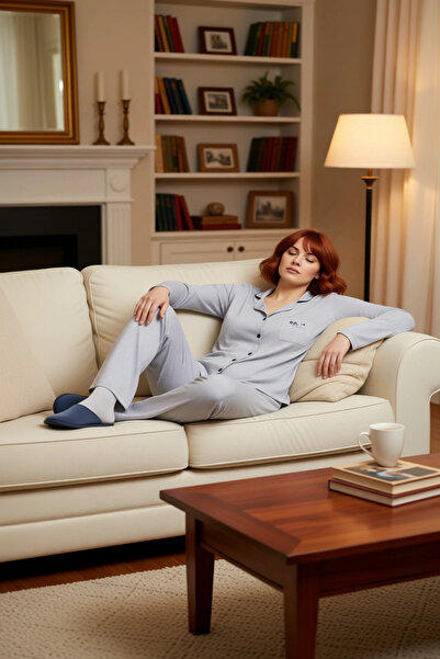 PayBuy Γυναικείο πουκάμισο με μακρυμάνικο γιακά Σετ πιτζάμες με λεπτομερή λεπ...