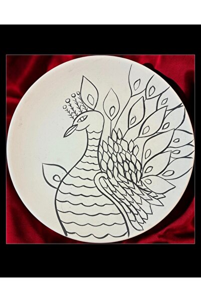 Zen Hand Design Kendin Boya Tabak Tavuskuşu Çini Bisküvi