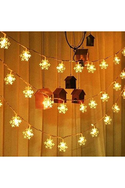 Genel Markalar Dekoratif Kar Tanesi Şekilli Günışığı Renkli 30 LED Yılbaşı Pi...