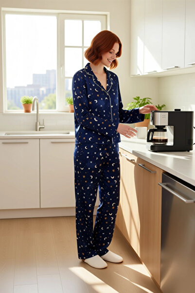 PayBuy Women's Galaxy Patterned Viscose Pajama Set Functional Durable Quality Comfortable Aesthetic