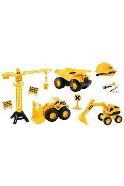 SHOPIENS Set de jucării cu vehicule de construcții, accesorii și cască