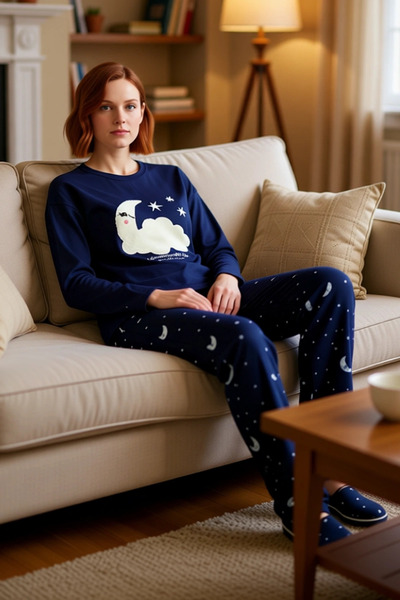 PayBuy Set de pijamale din lână cu model Galaxy pentru femei Funcțional Durab...