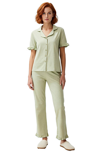 PayBuy Women Shirt Collar Short Sleeve Pajama Set Functional Durable Quality Comfortable Aesthetic