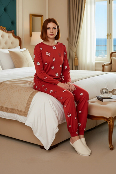PayBuy Women's Eye Printed Crew Neck Long Sleeve Pajama Set Functional Durable Quality Stylish