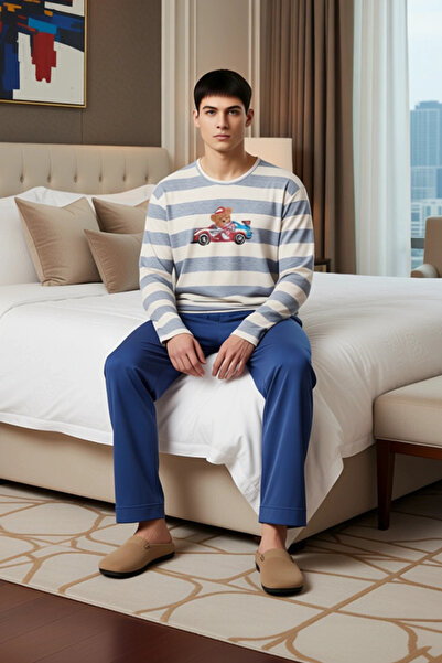 PayBuy Σετ πιτζάμες με μακρυμάνικο λαιμόκοψη Teddy Bear Racer με τύπωμα Ανδρικό Λειτουργικό, ανθεκτικό και κομψό