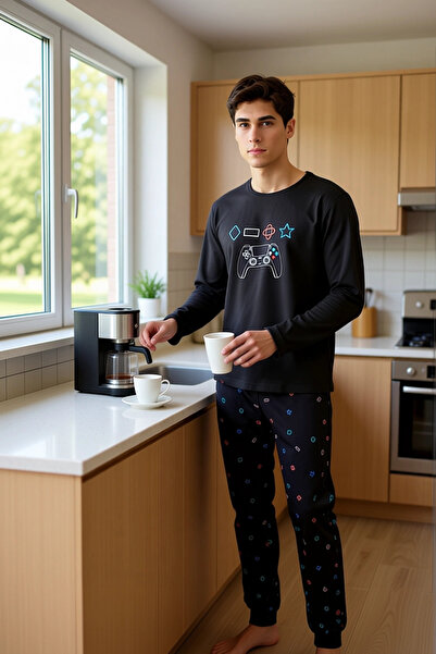 PayBuy Men's Gaming Themed Crew Neck Long Sleeve Pajama Set Functional Durable Quality Stylish