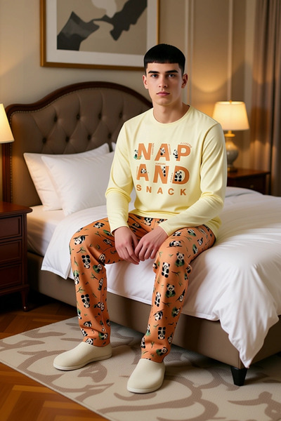 PayBuy Γυναικείο σετ πιτζάμες με μακρυμάνικο λαιμόκοψη με σχέδιο Panda Λειτουργικό, ανθεκτικό και κομψό