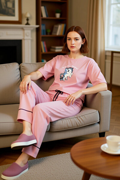 PayBuy Women's Unicorn Printed Crew Neck Pajama Set Functional Durable Quality Comfortable Stylish