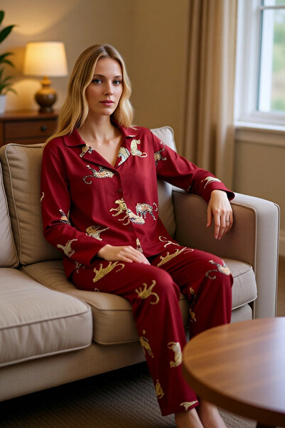 PayBuy Women's Tiger Pattern Shirt and Pants Pajama Set Functional Durable Quality Comfortable