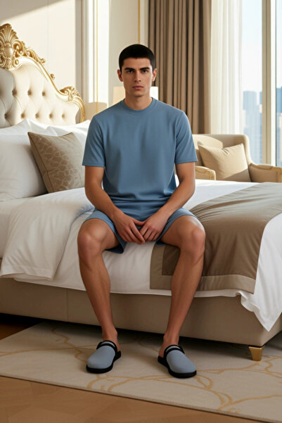 PayBuy Чоловічий комплект піжами з коротким рукавом, коміром-стійкою та функціональним, міцним, якісним та естетичним дизайном