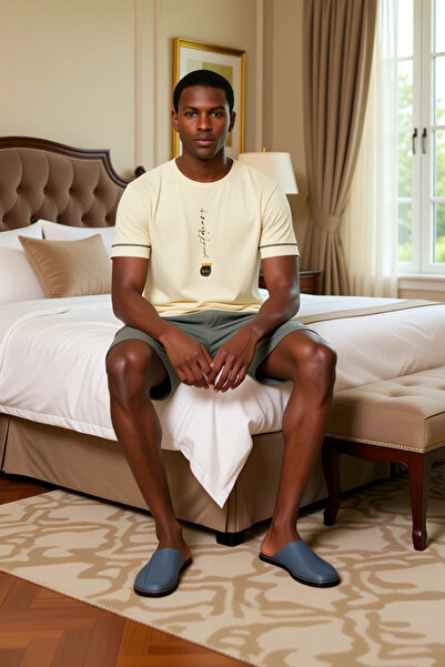 PayBuy Ανδρικό σετ πιτζάμες με κοντό μανίκι με τύπωμα με λαιμόκοψη, λειτουργικό, ανθεκτικό, ποιοτικό και μοντέρνο