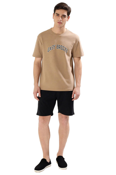 PayBuy Men's Slogan Printed Waffle Knitted Crew Neck Short Sleeve Pajama Set Functional Modern