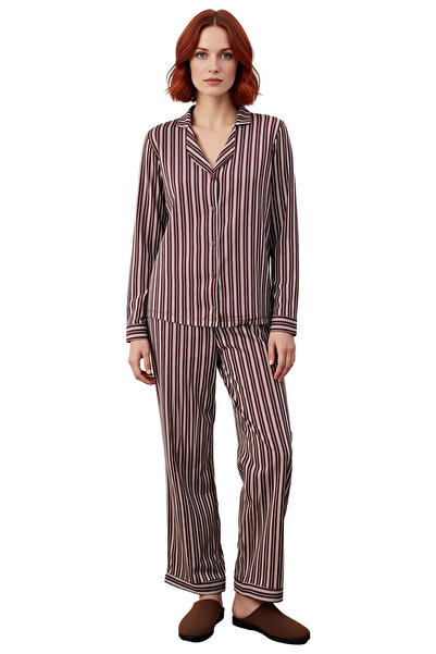 PayBuy Women's Striped Shirt and Pants Pajama Set Functional Durable Quality Comfortable Stylish